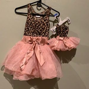 Ooh LaLa Couture Pink Tutu with Leopard Print Tank Dress with 18 inch doll dress
